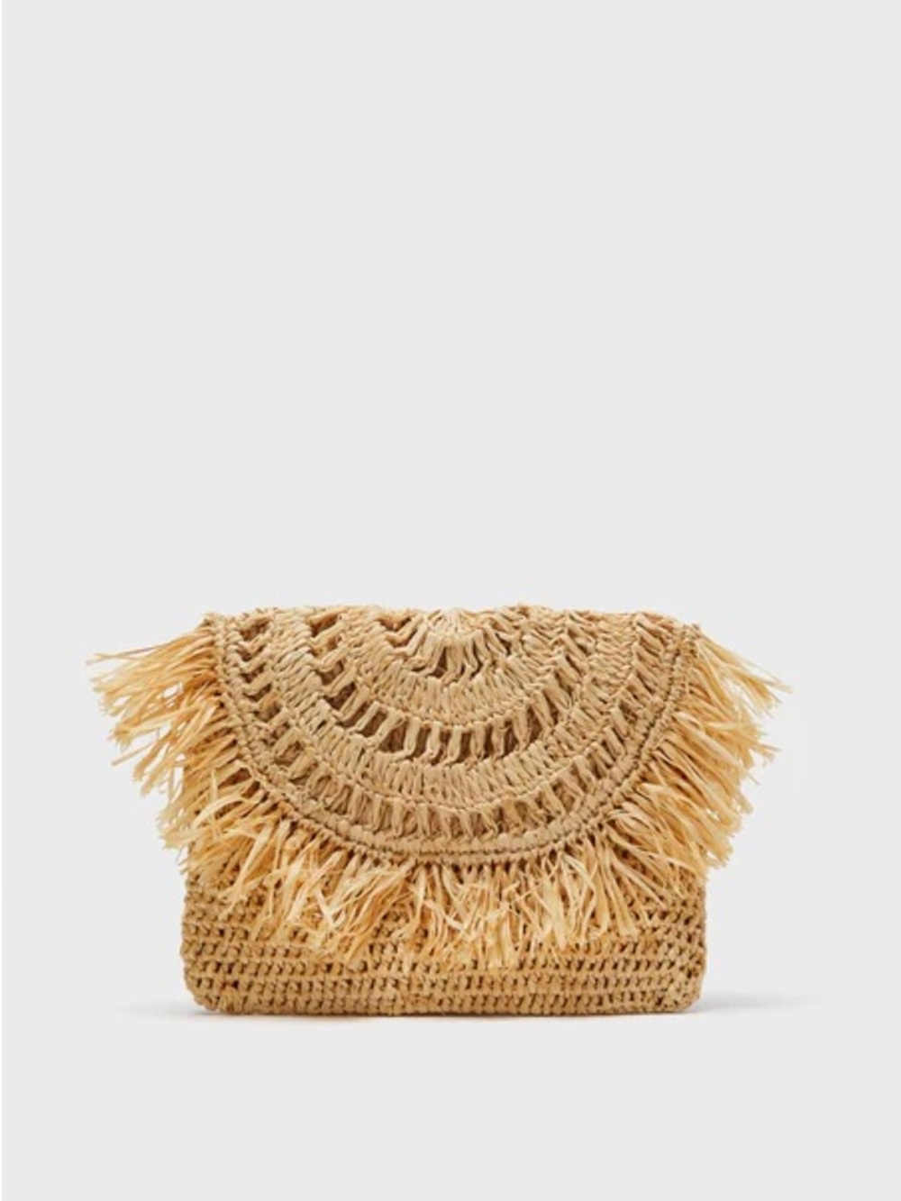 Natural Raffia Fringe Clutch